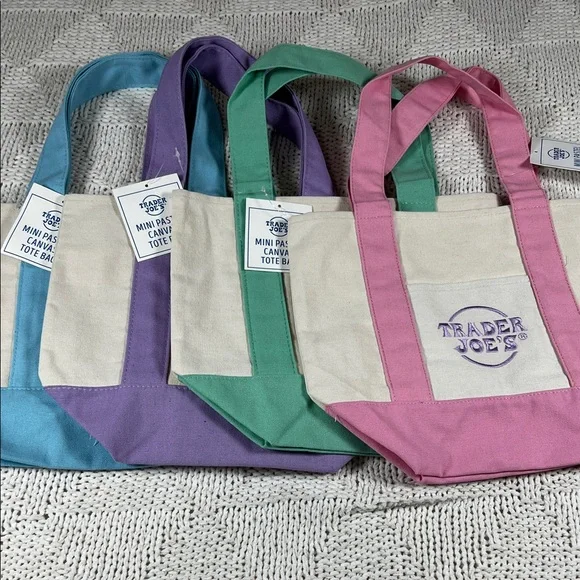 Trader Joe’s Set of 4 Mini Canvas Tote Bags - Picture 1 of 5